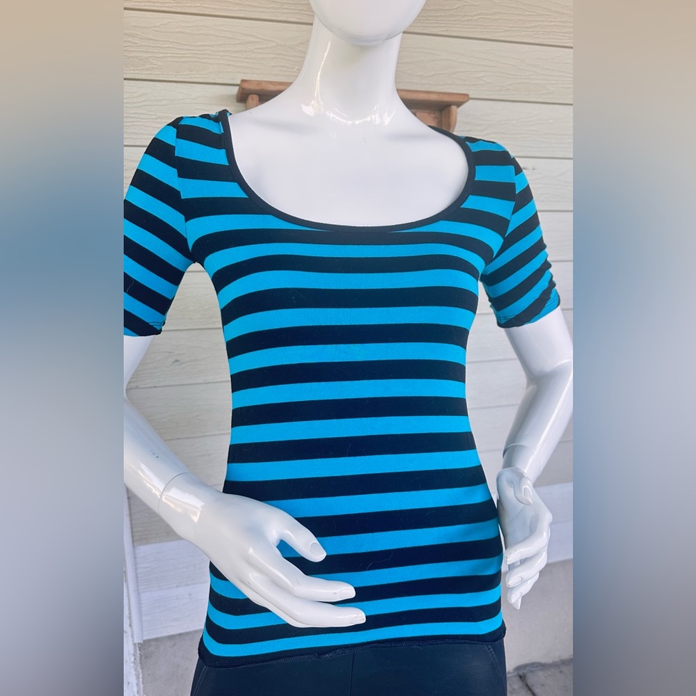 Speechless Fitted Blue and Black Short Sleeve Tee